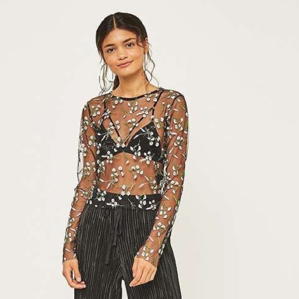 Urban Outfitters Cooperative floral mesh crop top
